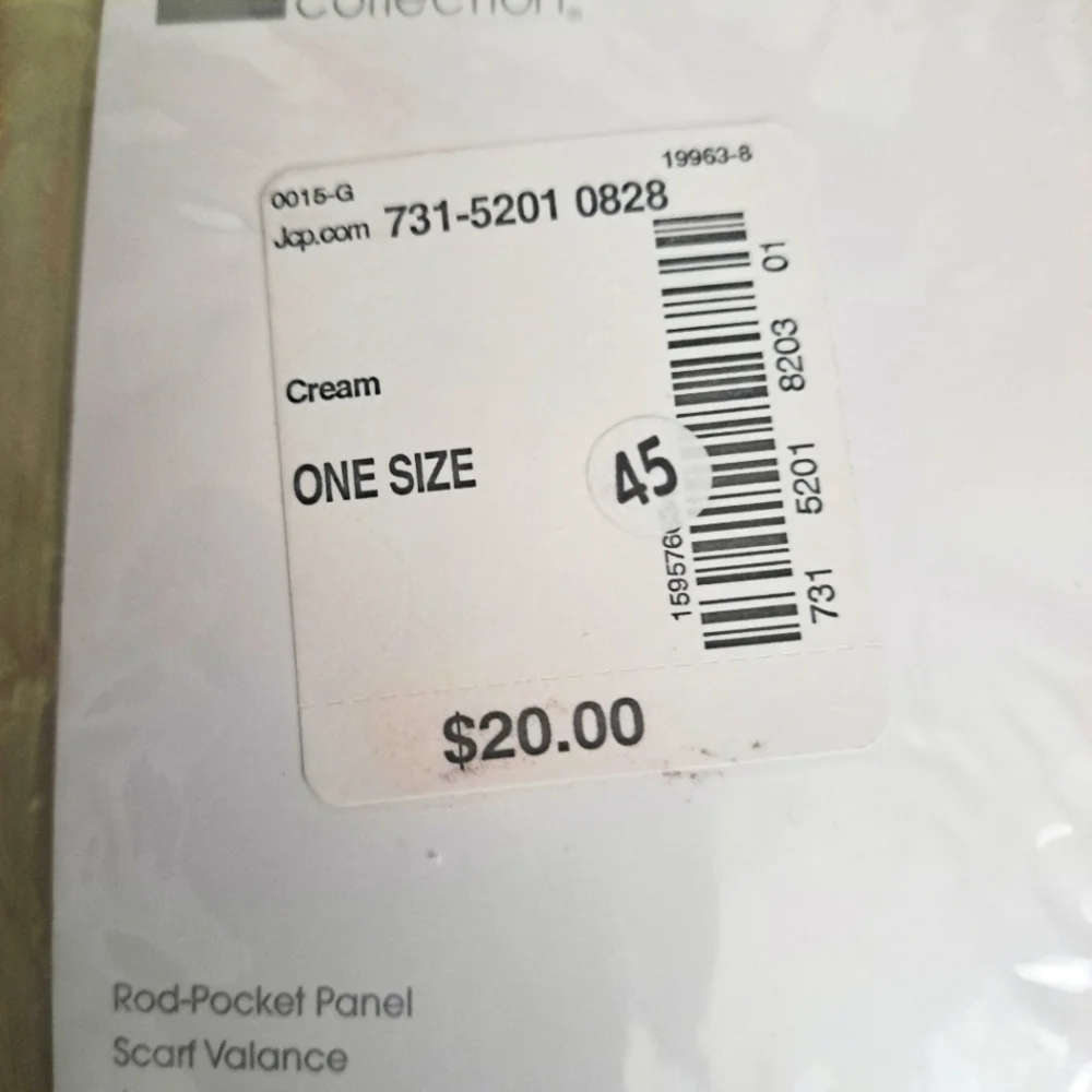 Lot of 3 JCP Home Collections Lisette One-Rod Pocket Panel Cream 60